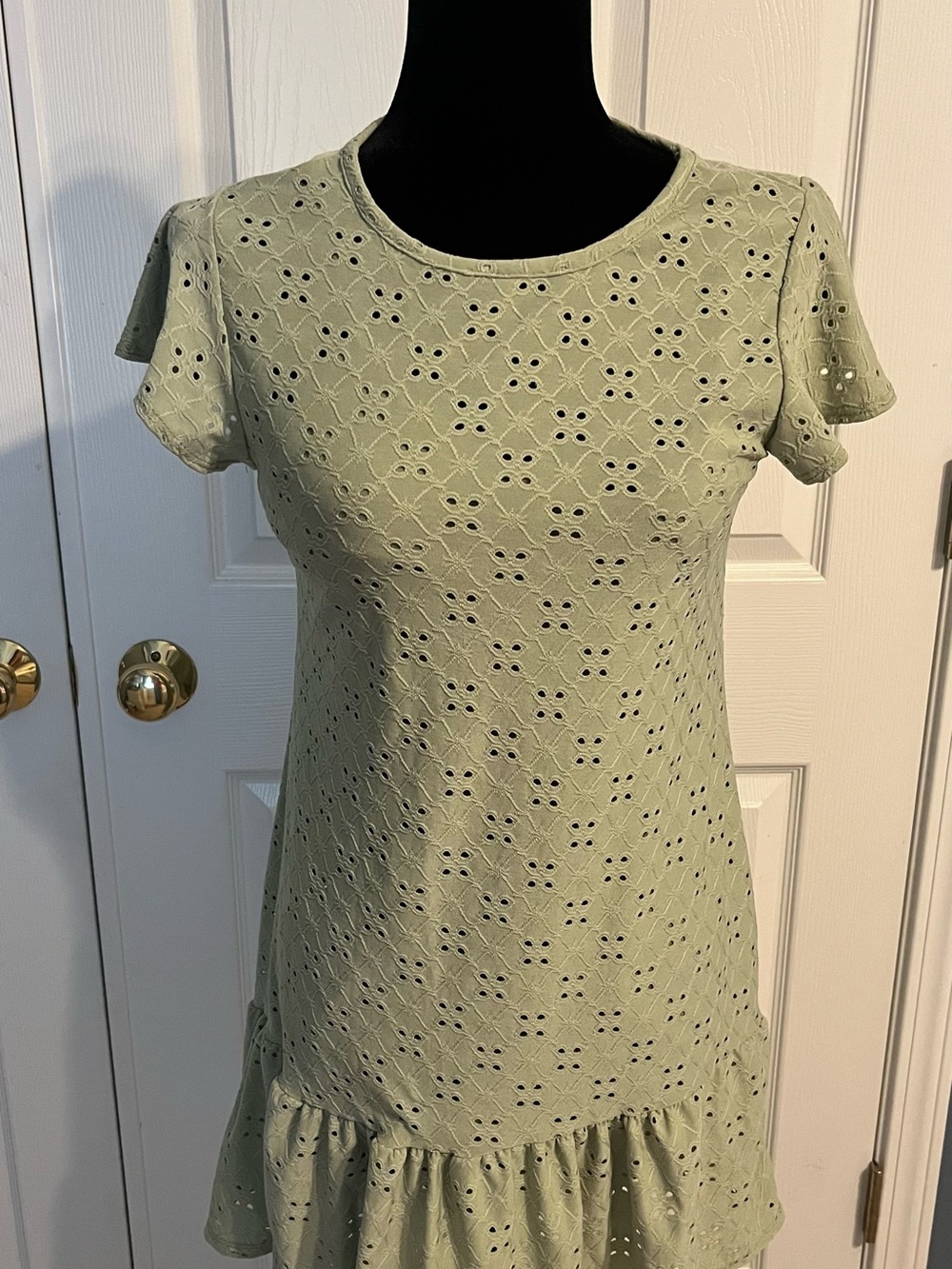 Olivia Rae Eyelet Ruffle Dress in Sage EUC size small